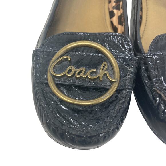 Coach Corina Flats Womens 8.5 Spellout Black Patent Leather Slip On - Picture 7 of 8